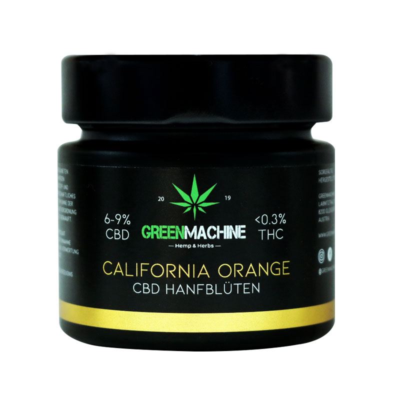 Glas CBD-Hanfblüten „California Orange“ von Green Machine